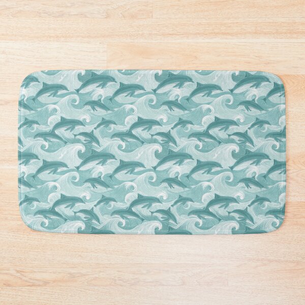 Item preview, Vintage Dolphin Wave Pattern | Teal Ocean Surf Illustration | Coastal Teal Marine Life | Leaping Dolphins Sea Pattern | Mid-Century Modern Coastal Art | Surf Culture Wave Aesthetic designed and sold by VivaFy.