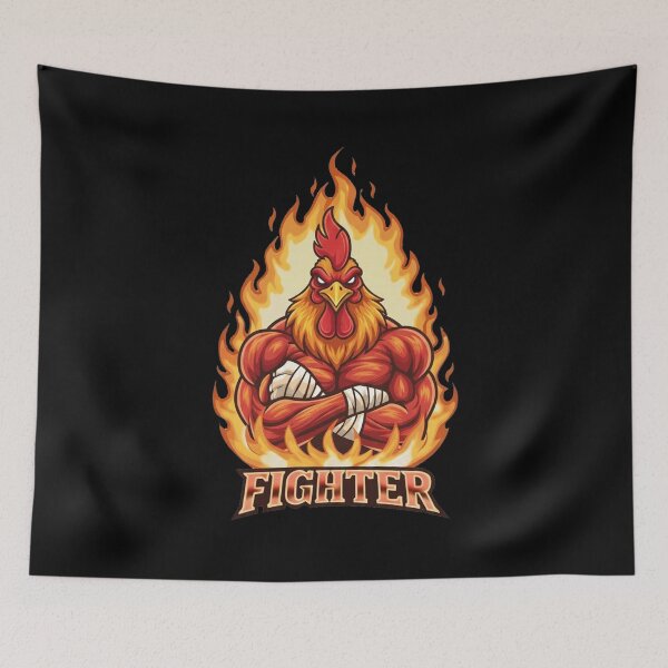 Item preview, Fiery Rooster Fighter Mascot Gaming Design designed and sold by Omar-2D.
