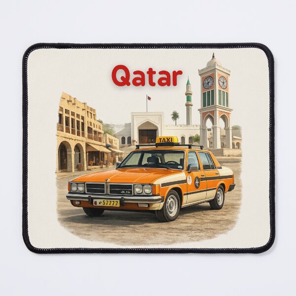 Item preview, Qatar Vintage Orange Taxi Illustration designed and sold by Retro Arabica.