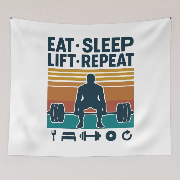 Item preview, Eat Sleep Lift Repeat Weightlifting Routine designed and sold by Svenniibee.