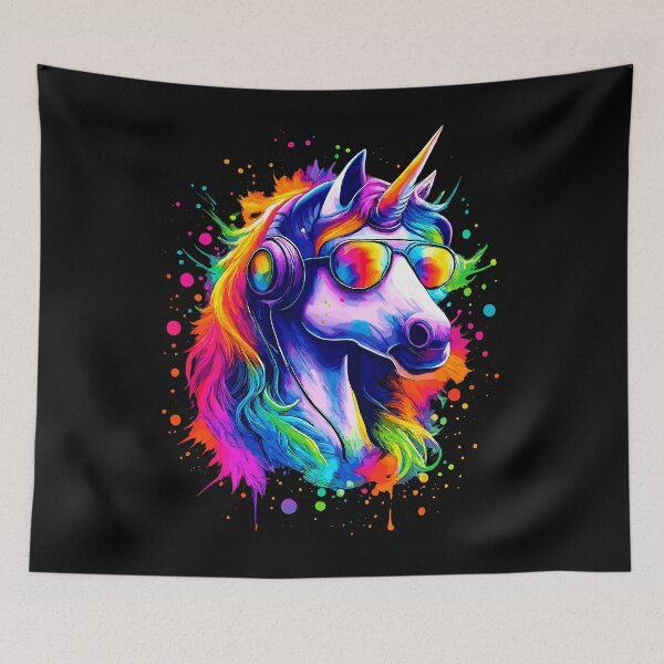 Item preview, Rainbow Unicorn With Headphones And Sunglasses designed and sold by Svenniibee.