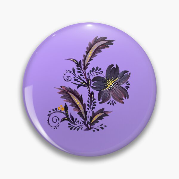Item preview, violet-purple flower, Ukraine art, Petrykivka style, author's drawing designed and sold by Sunflower-7.