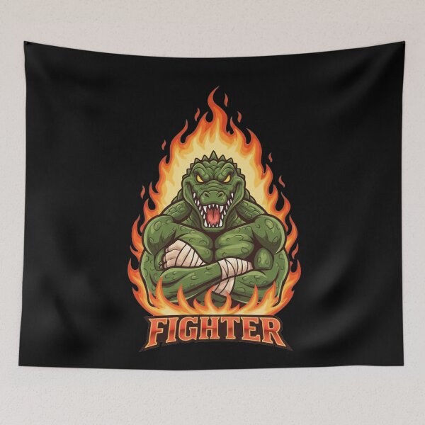 Item preview, Fiery Crocodile Fighter Mascot Gaming Design designed and sold by Omar-2D.