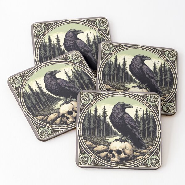 Item preview, Gothic Raven on Skull - Dark Academia Forest Theme designed and sold by DsTeesApparel.