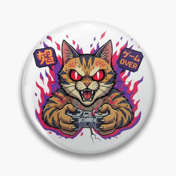 Item preview, Gamer Cat Rage Respawn - Funny Angry Gaming Cat Art - Retro Cyberpunk Gamer Gift designed and sold by JLMWorks.