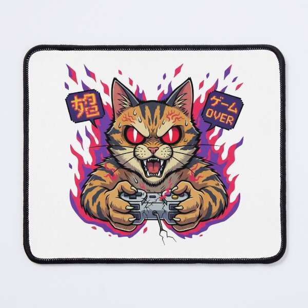 Item preview, Gamer Cat Rage Respawn - Funny Angry Gaming Cat Art - Retro Cyberpunk Gamer Gift designed and sold by JLMWorks.