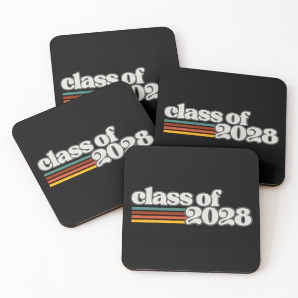 Item preview, Class of 2028 – Retro Vintage Graduation White on Gray Typography with Color Stripes designed and sold by GFamilyC.