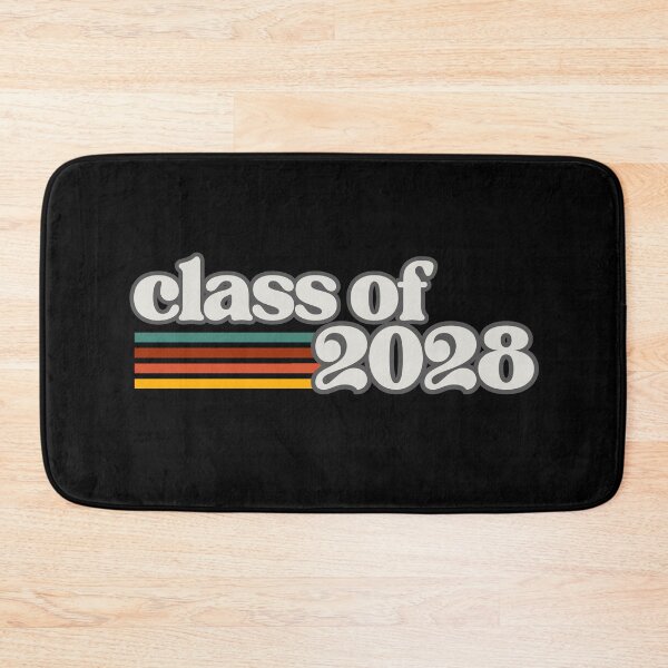 Item preview, Class of 2028 – Retro Vintage Graduation White on Gray Typography with Color Stripes designed and sold by GFamilyC.