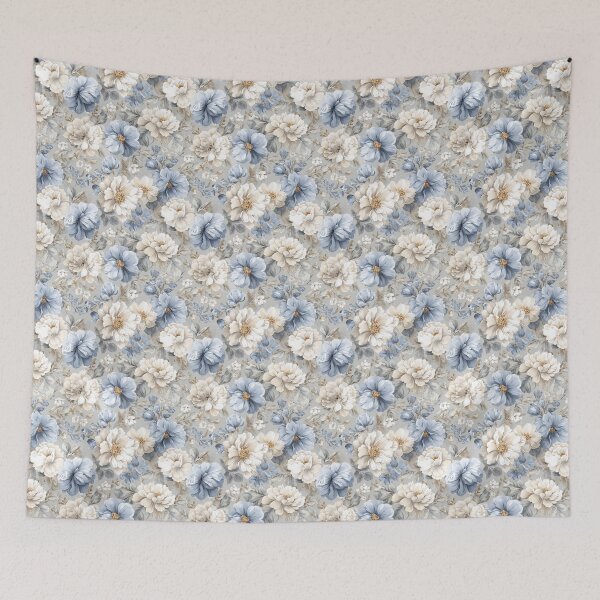 Item preview, Vintage Blue & Cream Peony Floral | Romantic Dusty Blue Roses Pattern | French Country Botanical Aesthetic | Dreamy Summer Garden Aesthetic | Elegant Peony Garden Illustration designed and sold by VivaFy.