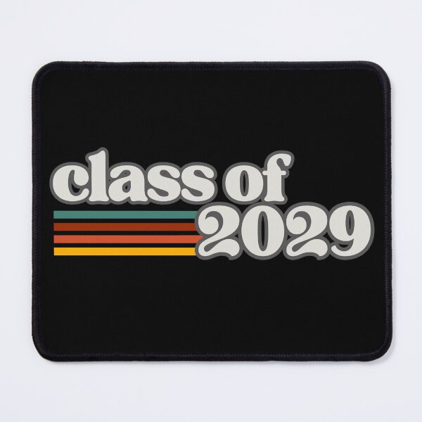 Item preview, Class of 2029 – Retro Vintage Graduation White on Gray Typography with Color Stripes designed and sold by GFamilyC.