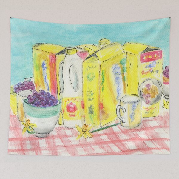 Item preview, Breakfast Still Life with Cereals, Milk and Grapes designed and sold by LymphomaLass.