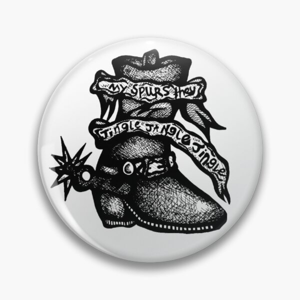 Item preview, My Spurs They Jingle Jangle Cowboy Boot Greyscale designed and sold by KayTurtless.