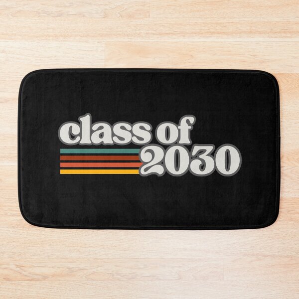Item preview, Class of 2030 – Retro Vintage Graduation White on Gray Typography with Color Stripes designed and sold by GFamilyC.