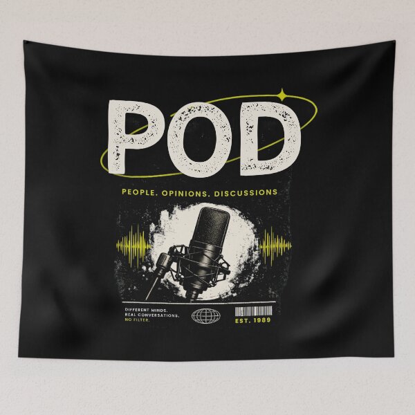 Item preview, Podcast POD – People Opinions Discussions Grunge Microphone Design designed and sold by mostanesta.