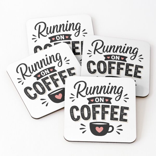 Item preview, Running on Coffee – Funny Daily Energy Quote designed and sold by Gift Phrase Studio.