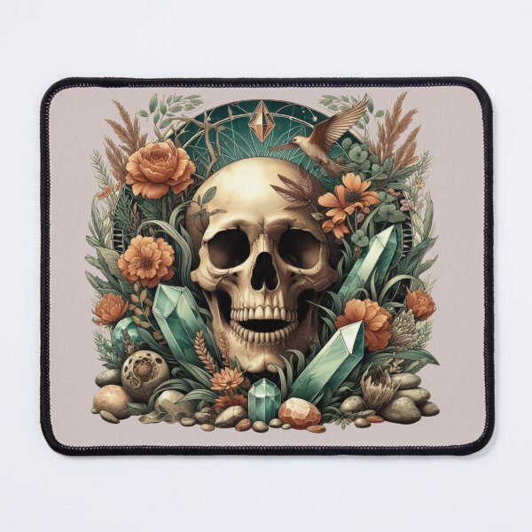 Item preview, Dark Cottagecore Skull - Botanical and Crystal Art designed and sold by DsTeesApparel.