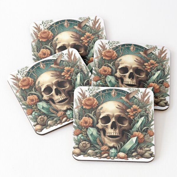Item preview, Dark Cottagecore Skull - Botanical and Crystal Art designed and sold by DsTeesApparel.