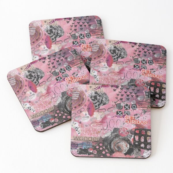 Item preview, Grungy collage in pink, black and white designed and sold by EmbellishEmy.