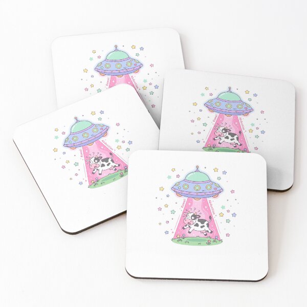 Item preview, Cute Kawaii UFO Abducting a Cow Pastel Space designed and sold by Pixels By D.