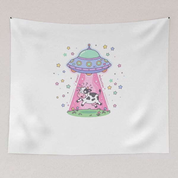 Item preview, Cute Kawaii UFO Abducting a Cow Pastel Space designed and sold by Pixels By D.