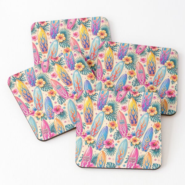 Item preview, Surfboard Tropical Pattern – Beach Days Surf Babe Summer Floral Aesthetic Design designed and sold by TessAdventures.