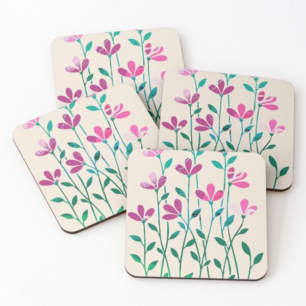 Item preview, Pink Floral Flowers Stencil Minimal Art designed and sold by GAP90.