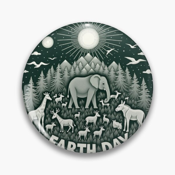 Item preview, Earth Day Wildlife Circle – Retro Nature Forest amd Animals designed and sold by PriyaMagic.
