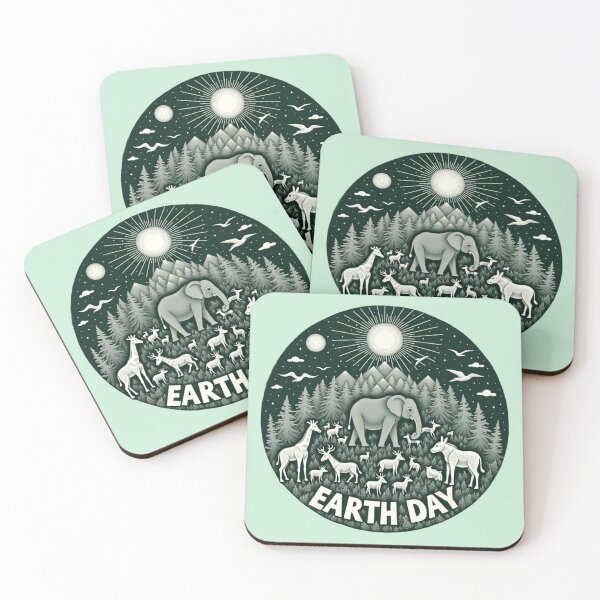 Item preview, Earth Day Wildlife Circle – Retro Nature Forest amd Animals designed and sold by PriyaMagic.
