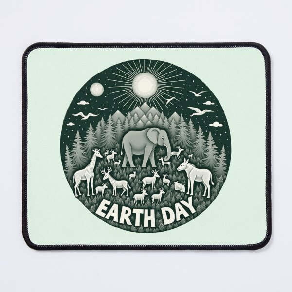 Item preview, Earth Day Wildlife Circle – Retro Nature Forest amd Animals designed and sold by PriyaMagic.