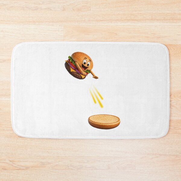 Item preview, Funny Hamburger Patty Diving Into Bun – Cute Cartoon Burger Design designed and sold by NapoliApparel.