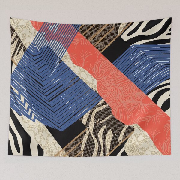 Item preview, Abstract Patchwork Collage Zebra Floral Bold Pattern designed and sold by Ed & Harmony.