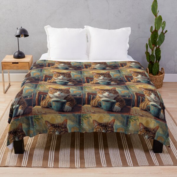 Item preview, Orange Cat Painting in the Style of Van Gogh with coffee designed and sold by EschatonGarden.