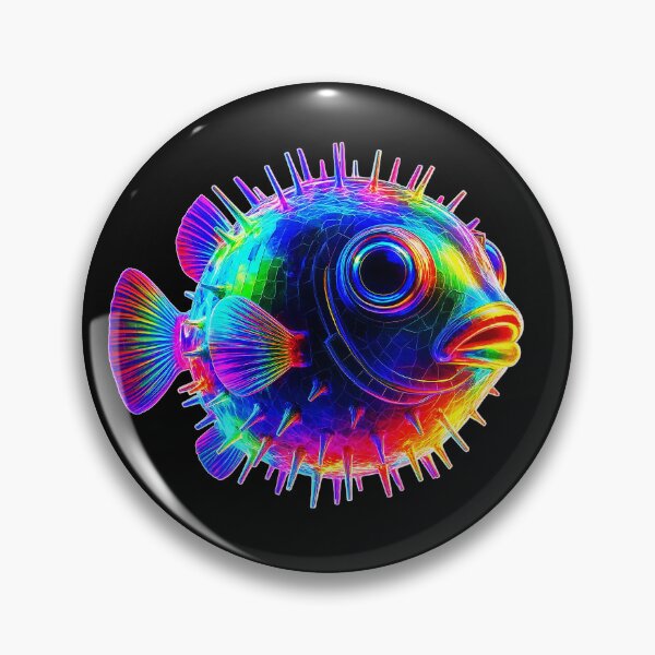 Item preview, Electric Neon Puffer Fish – Vibrant Psychedelic Ocean Creature designed and sold by Swedeprep.