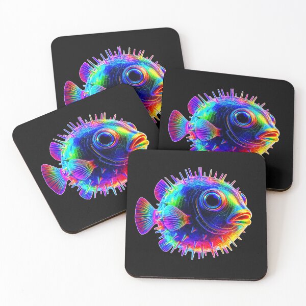 Item preview, Electric Neon Puffer Fish – Vibrant Psychedelic Ocean Creature designed and sold by Swedeprep.
