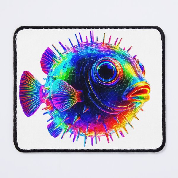 Item preview, Electric Neon Puffer Fish – Vibrant Psychedelic Ocean Creature designed and sold by Swedeprep.