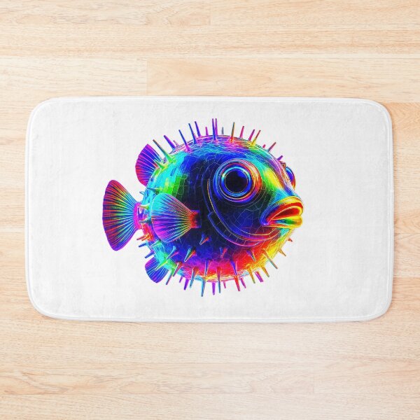 Item preview, Electric Neon Puffer Fish – Vibrant Psychedelic Ocean Creature designed and sold by Swedeprep.