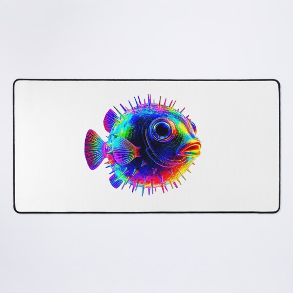 Item preview, Electric Neon Puffer Fish – Vibrant Psychedelic Ocean Creature designed and sold by Swedeprep.