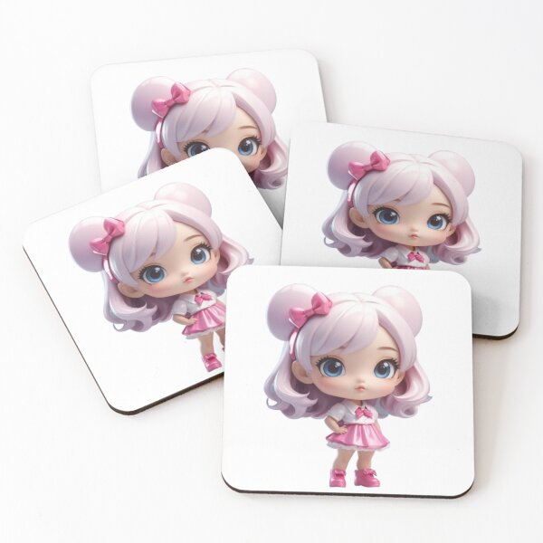 Item preview, Cute 3D Chibi Girl – Glossy Toy Figurine Aesthetic | Pink Kawaii Collectible Anime Style Sticker designed and sold by HOODYBUDSTYLES.