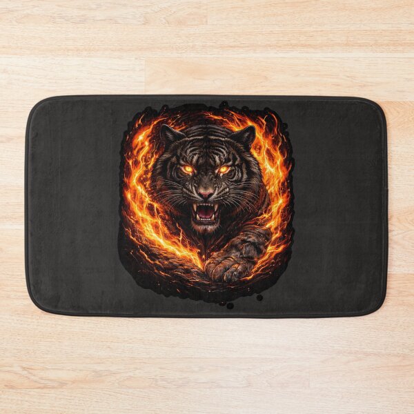 Item preview, Roaring Fire Tiger Illustration - Intense Flaming Jungle Predator Art designed and sold by Pixor@.