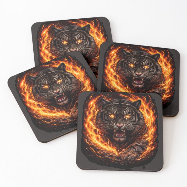 Item preview, Roaring Fire Tiger Illustration - Intense Flaming Jungle Predator Art designed and sold by Pixor@.