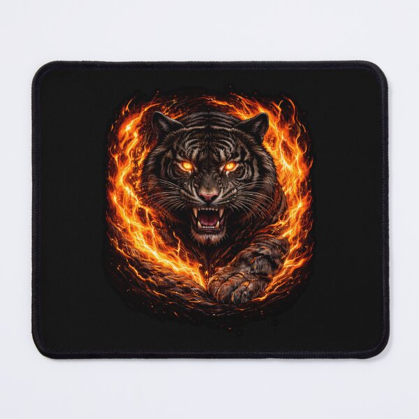 Item preview, Roaring Fire Tiger Illustration - Intense Flaming Jungle Predator Art designed and sold by Pixor@.