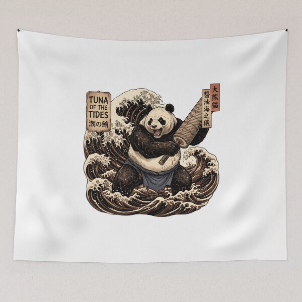 Item preview, Tuna of the Tides — Ukiyo-e Sushi Panda Japanese Woodblock Art T-Shirt designed and sold by The Grumpy Pet Club.