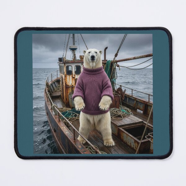 Item preview, Polar Bear Fishes the Rough North Sea designed and sold by Tridentulus.
