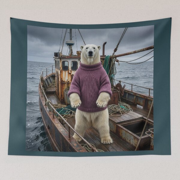 Item preview, Polar Bear Fishes the Rough North Sea designed and sold by Tridentulus.