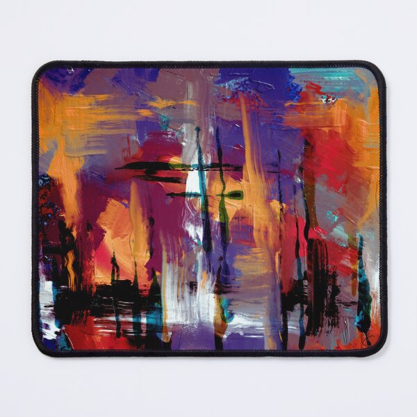 Item preview, Neon chaos horizon – abstract expressionist cityscape designed and sold by BlueBerry45.