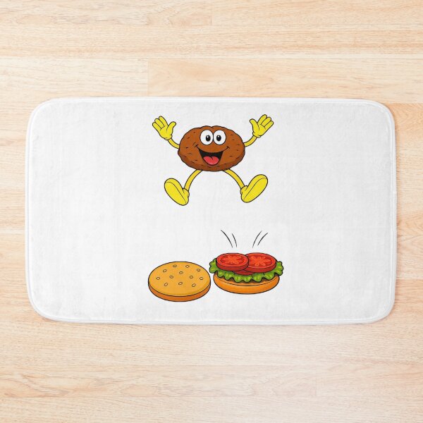 Item preview, Funny Hamburger Patty Diving Into Bun-Cute Cartoon Burger Design designed and sold by NapoliApparel.