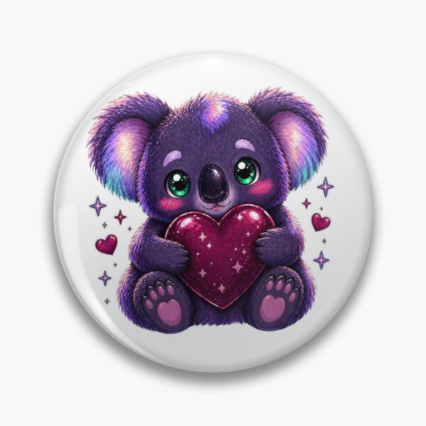Item preview, Deep purple koala hugging heart designed and sold by BritishDelights.