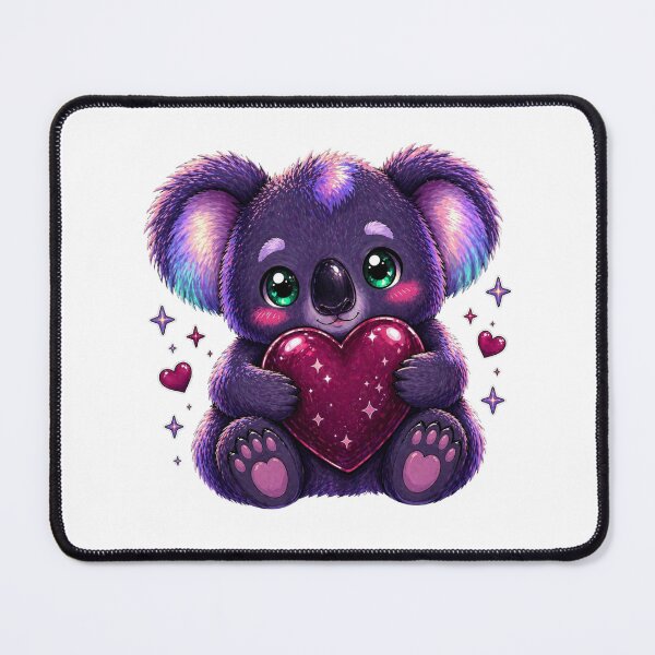 Item preview, Deep purple koala hugging heart designed and sold by BritishDelights.