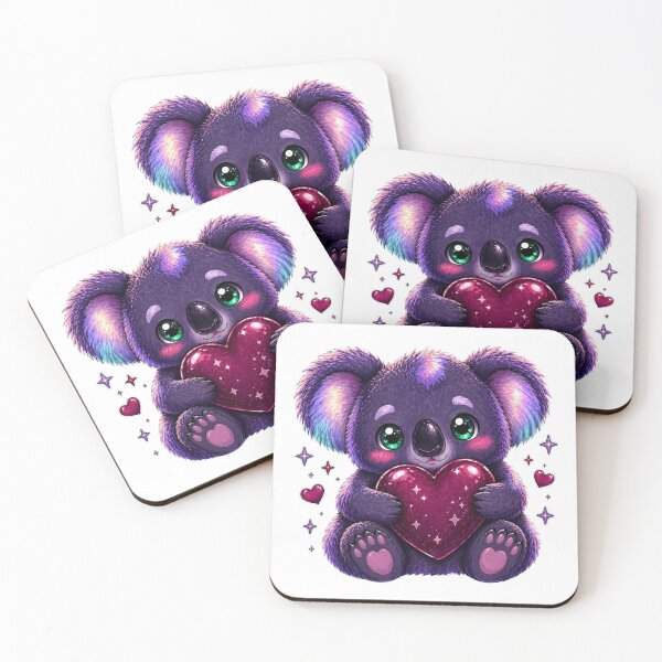 Item preview, Deep purple koala hugging heart designed and sold by BritishDelights.