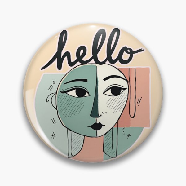 Item preview, Retro Abstract Face Art – Mid-Century Modern "Hello" Graphic designed and sold by PriyaMagic.